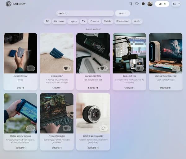 SellStuff - hardverapró alternatíva