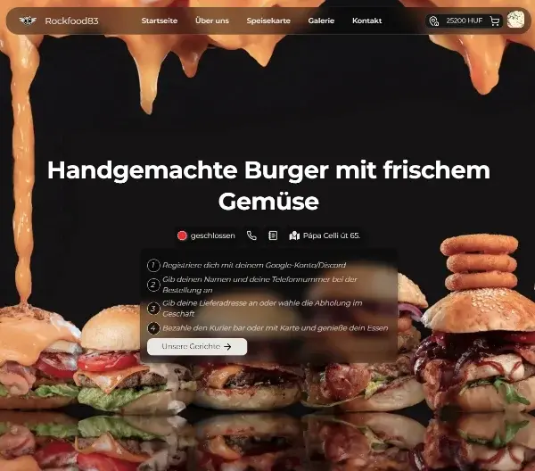 Modern éttermi weboldal - Foodi alatt fut